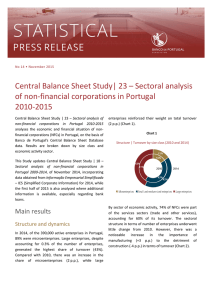 Central Balance Sheet Study| 23 – Sectoral analysis  of non‐financial corporations in Portugal   2010‐2015  