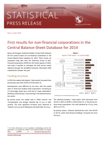 First results for non-financial corporations in the