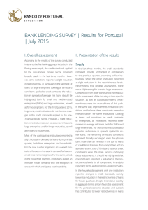 BANK LENDING SURVEY | Results for Portugal | July 2015