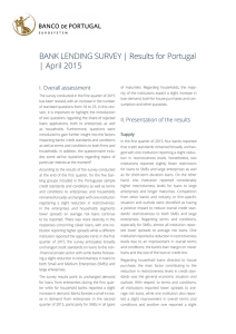 BANK LENDING SURVEY | Results for Portugal | April 2015