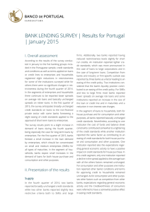 BANK LENDING SURVEY | Results for Portugal | January 2015