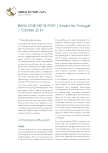 BANK LENDING SURVEY | Results for Portugal | October 2014