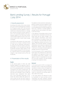 Bank Lending Survey | Results for Portugal | July 2014