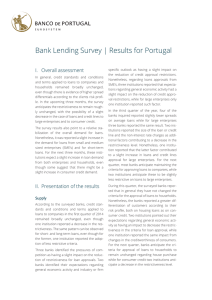 Bank Lending Survey | Results for Portugal I. Overall assessment