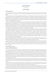 BANK LENDING SURVEY Results for Portugal I. Overall assessment October 2007