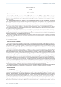 BANK LENDING SURVEY Results for Portugal I. Overall assessment July 2004