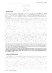 BANK LENDING SURVEY Results for Portugal I. Overall assessment January 2004