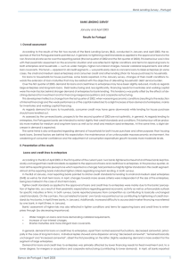 BANK LENDING SURVEY Results for Portugal I. Overall assessment January and April 2003