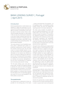 BANK LENDING SURVEY | Portugal | April 2015 Introduction