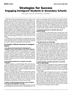Strategies for Success Engaging Immigrant Students in Secondary Schools DIGEST EDO-FL-00-03 JUNE 2000