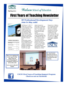 First Years of Teaching Newsletter BT Professional Development Day: Spring 2011