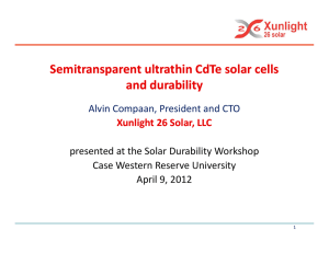 Semitransparent ultrathin CdTe solar cells  and durability