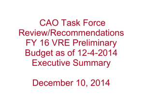 CAO Task Force Review/Recommendations FY 16 VRE Preliminary