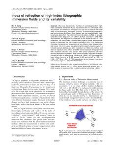 Index of refraction of high-index lithographic immersion fluids and its variability