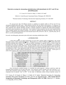 Materials screening for attenuating embedded phase-shift photoblanks for DUV and... photolithography