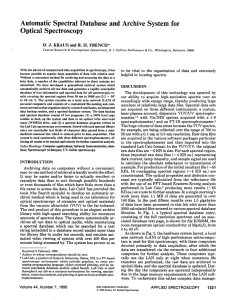 Automatic  Spectral  Database  and Archive  System ... Optical  Spectroscopy