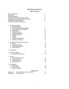 UNCW IM Sports Handbook Table of Contents  Mission