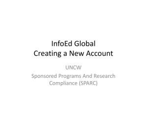 InfoEd Global Creating a New Account UNCW  Sponsored Programs And Research