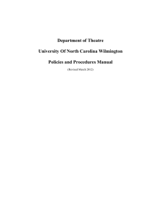 Department of Theatre  University Of North Carolina Wilmington Policies and Procedures Manual
