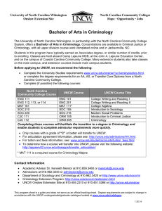 Bachelor of Arts in Criminology  University of North Carolina Wilmington