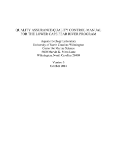 QUALITY ASSURANCE/QUALITY CONTROL MANUAL FOR THE LOWER CAPE FEAR RIVER PROGRAM