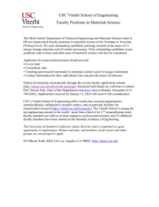 USC Viterbi School of Engineering Faculty Positions in Materials Science
