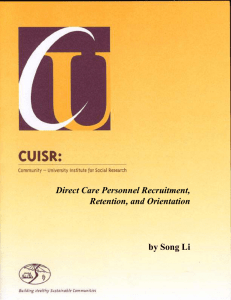 Direct Care Personnel Recruitment, Retention, and Orientation by Song Li