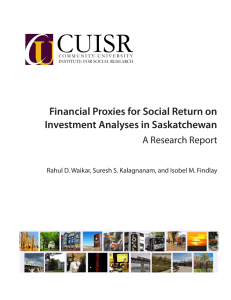 Financial Proxies for Social Return on Investment Analyses in Saskatchewan