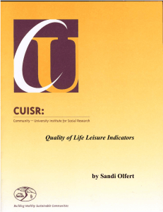 Quality of Life Leisure Indicators by Sandi Olfert