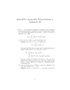 Math 6070-1, Spring 2014; Partial Solutions to Assignment #6