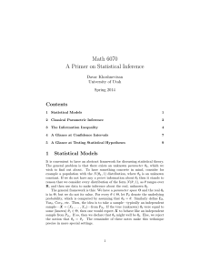 Math 6070 A Primer on Statistical Inference Contents Davar Khoshnevisan