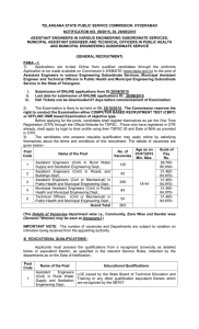TELANGANA STATE PUBLIC SERVICE COMMISSION: HYDERABAD NOTIFICATION NO. 09/2015, Dt. 29/08/2015