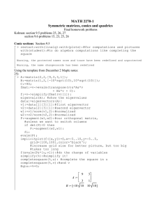 MATH 2270-1 Symmetric matrices, conics and quadrics