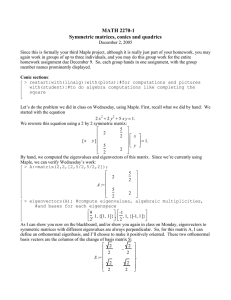 MATH 2270-1 Symmetric matrices, conics and quadrics