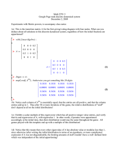 Math 2270−3 Google Page rank discrete dynamical system December 2, 2009