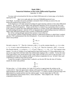 Math 2280-1 Numerical Solutions to first order Differential Equations