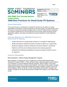 O&amp;M Best Practices for Small-Scale PV Systems Learner Guide