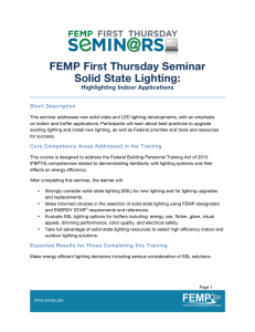 FEMP First Thursday Seminar Solid State Lighting: Highlighting Indoor Applications