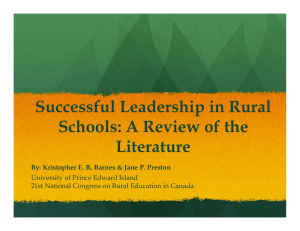 Successful Leadership in Rural Schools: A Review of the Literature