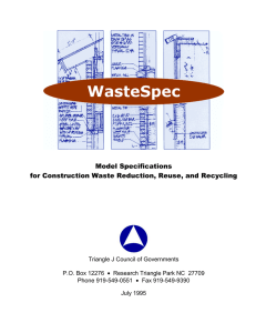 Model Specifications for Construction Waste Reduction, Reuse, and Recycling