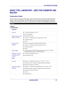 SPACE TYPE: LABORATORY – (WET) FOR CHEMISTRY AND BIOLOGY Construction Criteria