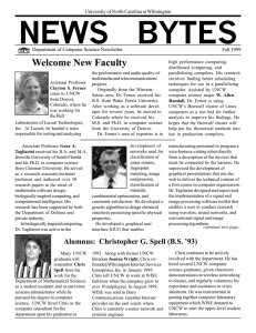 NEWS  BYTES Welcome New Faculty Department of Computer Science Newsletter Fall 1999