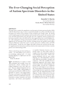 The Ever-Changing Social Perception of Autism Spectrum Disorders in the United States