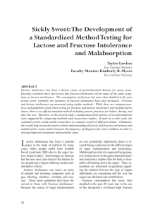 Sickly Sweet: The Development of a Standardized Method Testing for and Malabsorption