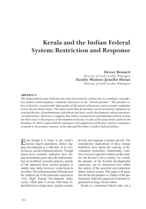 Kerala and the Indian Federal System: Restriction and Response Dewey Bennett