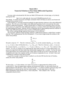 Math 2250-1 Numerical Solutions to First Order Differential Equations