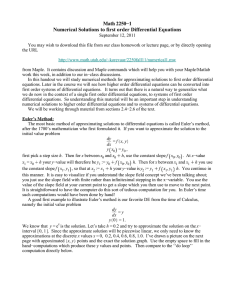Math 2250−1 Numerical Solutions to first order Differential Equations