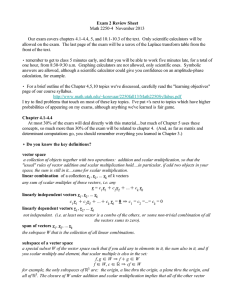 Exam 2 Review Sheet Math 2250-4  November 2013