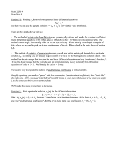 Math 2250-4 Mon Nov 4 y for non-homogeneous linear differential equations
