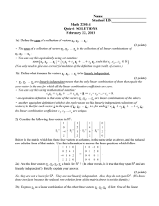 Name________________________ Student I.D.___________________ Math 2250-4 Quiz 6  SOLUTIONS